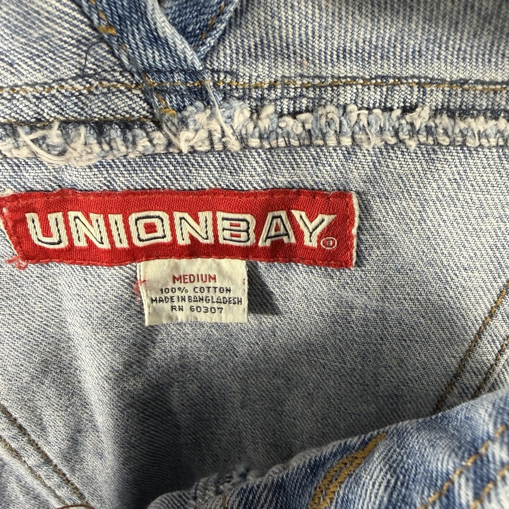 Vintage Unionbay Bib Overalls Womens M Light Wash Denim Y2K Wide Leg Carpenter - Picture 6 of 10